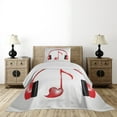 thumbnail image 3 of Ambesonne Music Quilted Coverlet 2 Pcs, Love Sound Headphones, Twin Size, Red Black Grey, 3 of 5