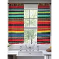thumbnail image 2 of Boho Colored Stripes Sheer Curtains 63 Inch Length 2 Panels Set, Vintage Green Red Blue Tribal Voile Window Treatment Rod Pocket Curtains Sheers Drapes for Bedroom/Living Room/Kitchen 52x"63"x2, 2 of 7