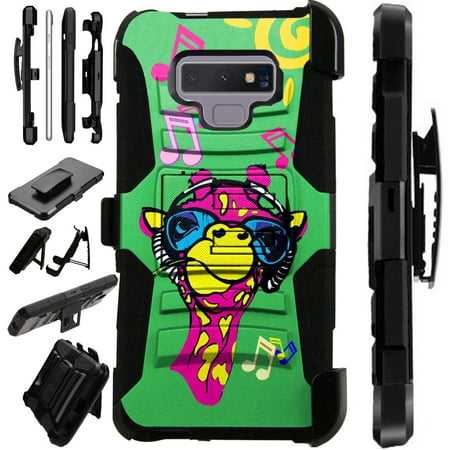 Giraffe Folded Note - For Samsung Galaxy Note 9 Case Armor Hybrid Silicone Cover Stand LuxGuard Holster (Giraffe Music)