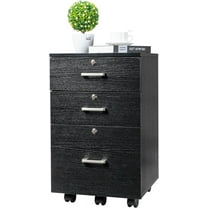 Bonnlo 26" H 3 Drawer File Cabinet with Lock, Rolling File Cabinet Under Desk, Mobile File Cabinets for Home Office, Wood Black File Cabinet Printer Stand for Letter Size Hanging/Manila File Folders