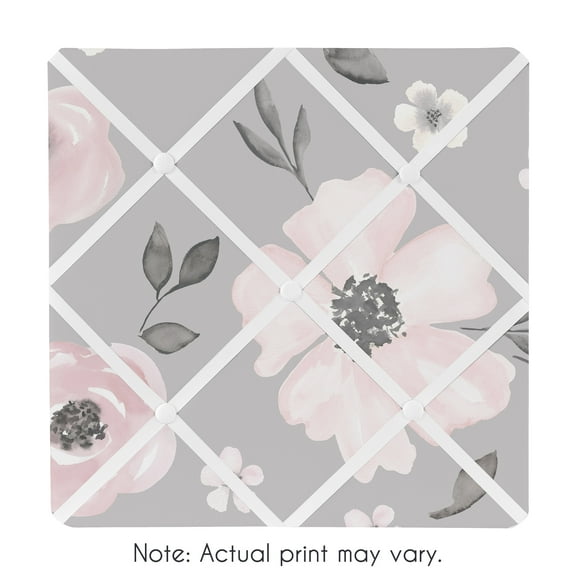 Sweet Jojo Designs Watercolor Floral Grey and Pink Photo Memo Board