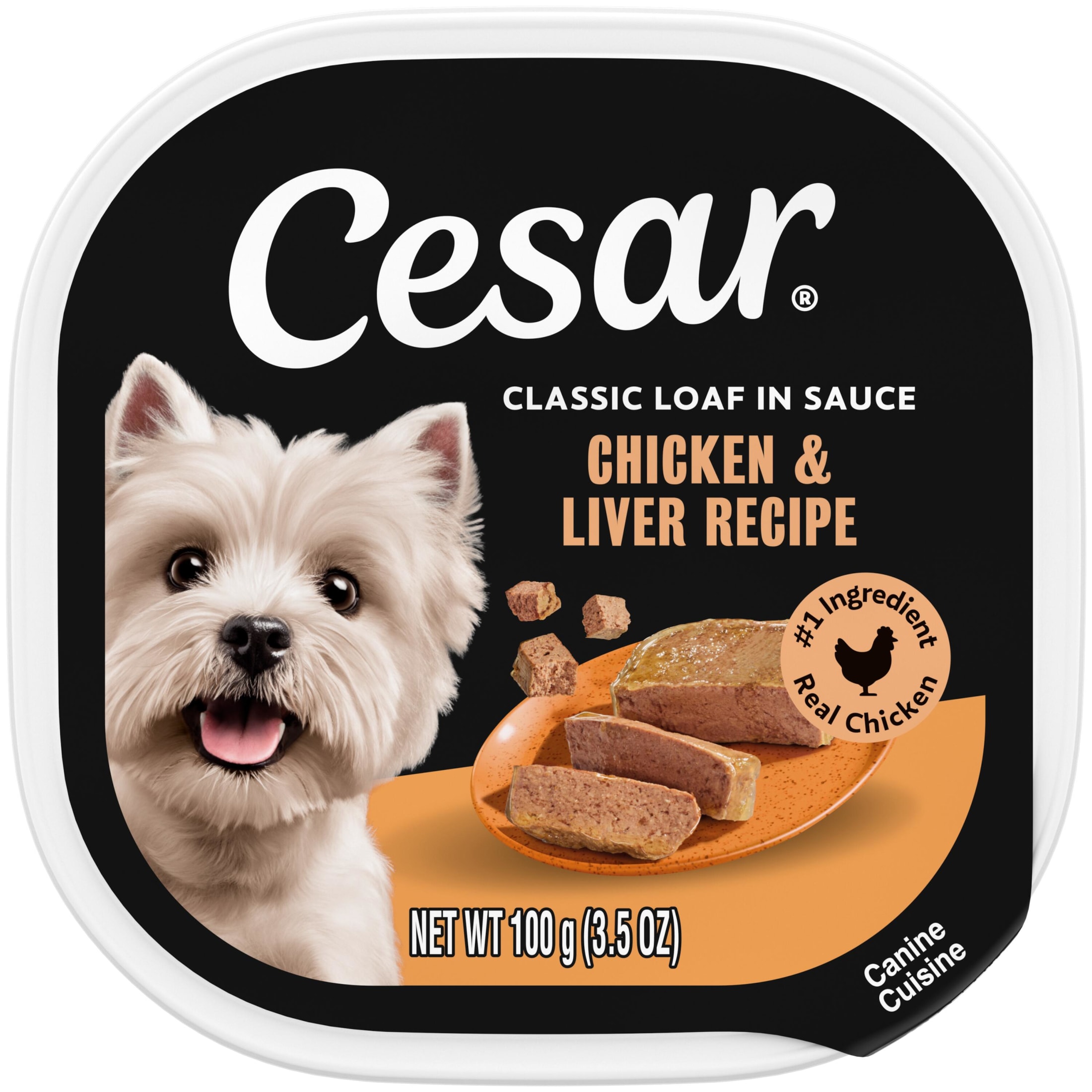 Cesar Classic Loaf in Sauce Wet Dog Food Chicken & Liver Flavor, 3.5 oz. Easy Peel Trays, 24 Count