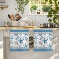 thumbnail image 4 of Blue Coastal Nautical Kitchen Towels Set of 2, Summer Beach Starfish Shell Coral Soft Microfiber Dish Towels, Absorbent Quick-Dry Washable Dishcloths for Kitchen Cleaning, Drying Dishes, 18x28 Inches, 4 of 9