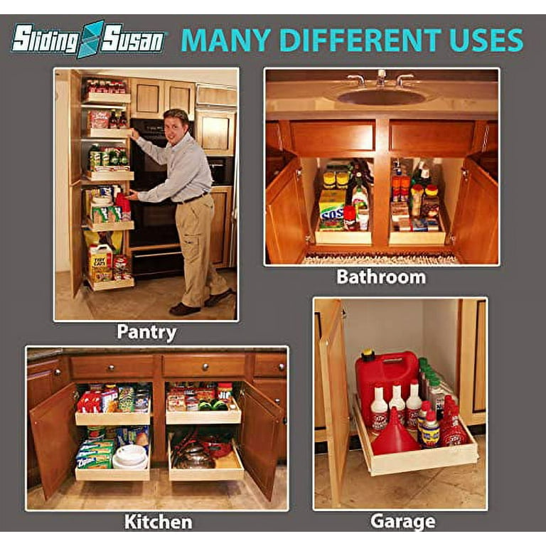 SlidingSusan Pull Out Cabinet Organizer - Fully Assembled Pull Out