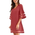 thumbnail image 4 of PENGXIANG Robe Décontractée à Fermeture Éclair pour Femmes Grande Taille Col en V Manches Courtes Robe en Jean Faux Denim, 4 of 6