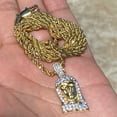 thumbnail image 5 of Jesus Head Chain Micro Pave Iced Bling Gold Finish 24" Rope Necklace Small 1" Pendant, 5 of 9