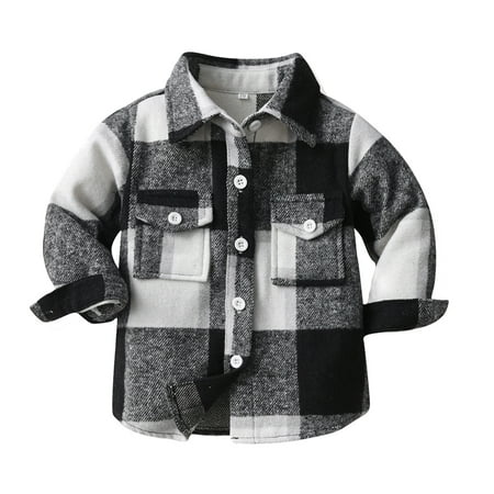 

Wdfiry Kids Little Boys Girls Baby Plaid Flannel Shirt Jacket Long Sleeve Button Down Flannel Shirt Plaid Tops Girl Boy Clothes
