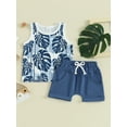 thumbnail image 2 of Honganda 0-3Y Baby Boy 2 Pcs Outfits Sea Tree Print Sleeveless Tank Tops Shorts Set Summer Clothes, 2 of 9