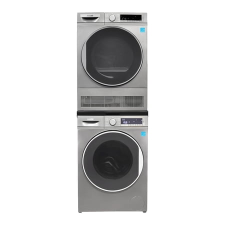 Pemberly Row Stackable Washer 2.2 cf 110 V Dryer 4 Cf 220V with Stacking Shelf