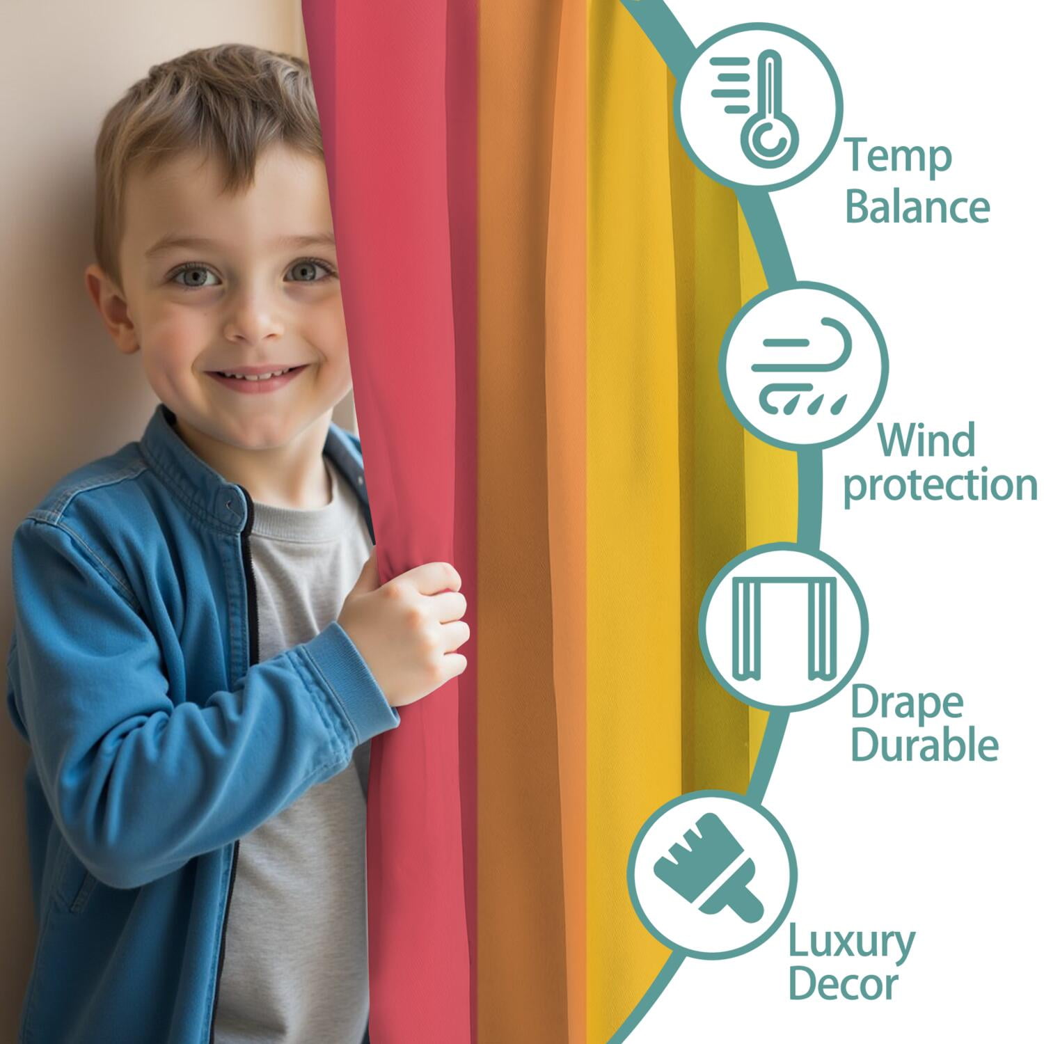 Colored Rainbow Window Curtains, Abstract Rainbow Perspective Background Window Treatments Weather Happiness Nature Concept Blackout Window Drapes for Boy Girl Playroom Bedroom Living Room 84x84in