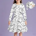 thumbnail image 3 of Girls Coloring Dresses Long Sleeve Casual Cute Dress Twirly DIY Hand Printed Dresses, White, 4 Years, 3 of 3