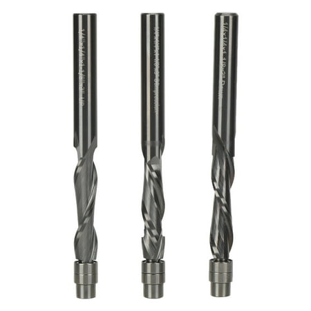 

3Pcs Spiral Flushing Milling Cutter Head Set 1/4 Inch Flush Trimming Solid Tungsten Steel Trimming Cutter