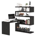 thumbnail image 2 of HomCom 94" 4 Tier Rotating Versatile L-Shaped Computer Desk Writing Table with Display Shelves and Steel Frame, Black, 2 of 9