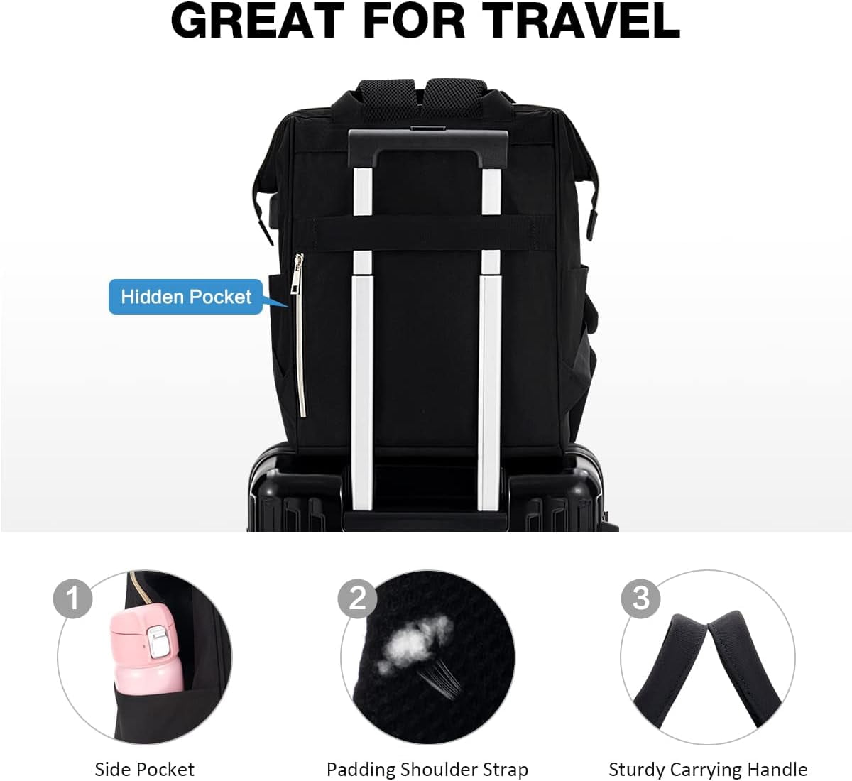 OIWAS Lunch Bag Laptop Backpack Insulated Cooler with USB Port for Men Women, Fits 15.6 inch Laptop, Black