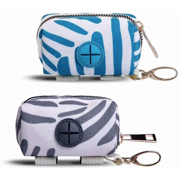 JEW2 Pack Distributeur de Sacs à Excréments pour Chien, Distributeur de Sacs à Déchets pour Chien, Support de Sacs à Excréments pour Chien, Distributeur de Laisse pour Sacs à Déchets pour Chien, Bande Verte et Bande Grise