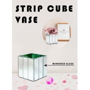 Serene Spaces Living Mirrored Glass Cube Vase, Modern Design, 4-Inch