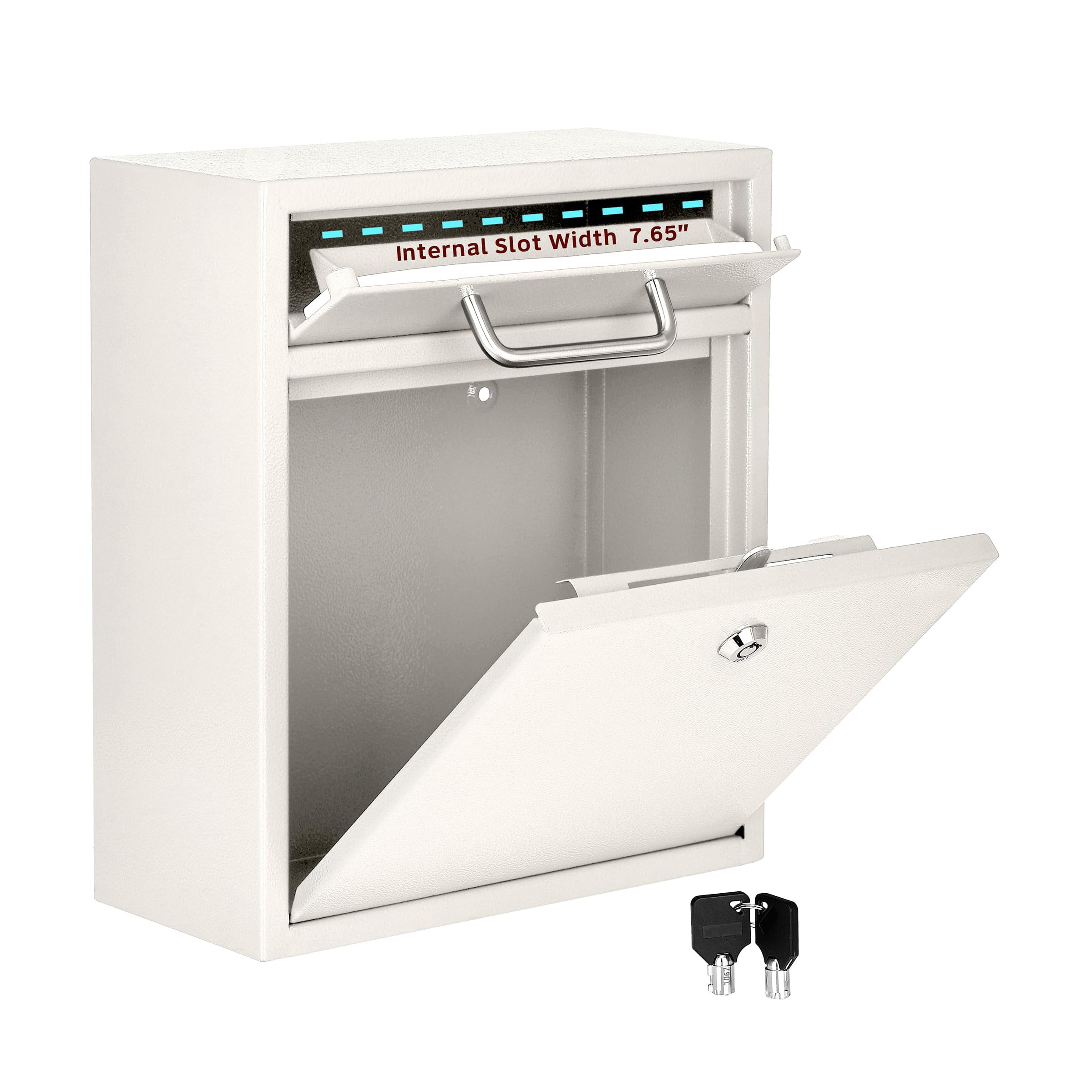 AdirOffice Wall Mount Mailbox - Mailbox with Lock and Keys- Durable Wall Mounted Locking Mailbox and Cash Drop Box for House, Apartments or Bussiness After Hours Deposits