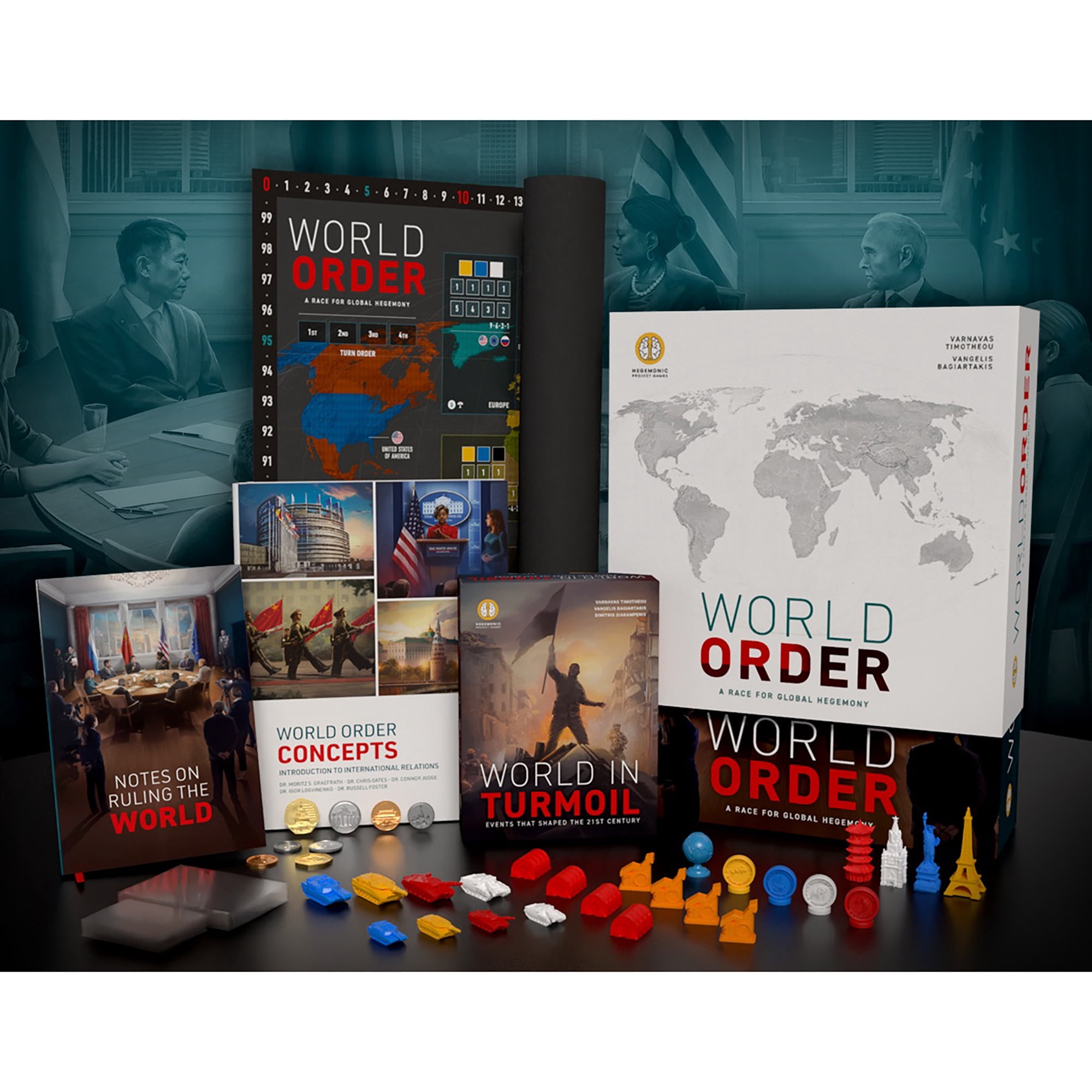 World Order: Player Tanks - 4 Large Battle Models, 3D Printed Plastic Components, Board Game Accessory, Collectible Decorative Pieces, Tabletop Add-On