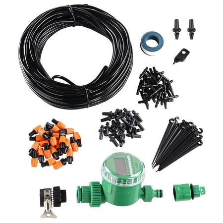 Root Watering System (Yescom 82 ft DIY Micro Drip Irrigation System Kit with Timer Atomizing Nozzle Automatic Watering 1/4