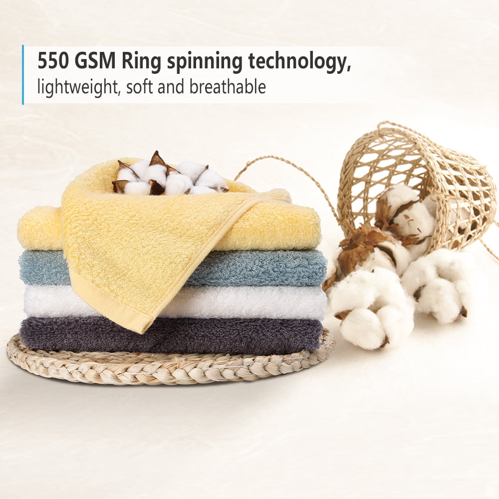 SEMAXE 8-Piece Cotton Towel Set for Bathroom. 2 Bath Towels , 2 Hand Towels & 4 Washcloths.Yellow.
