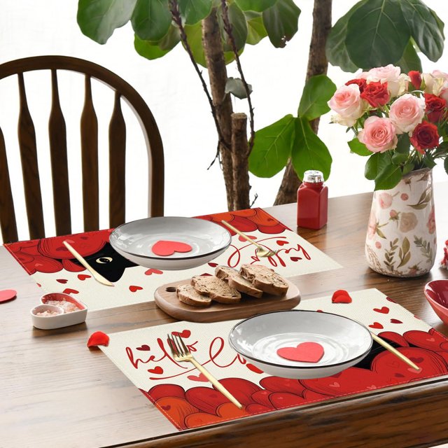 Wzzjkit Napperons de la Saint-Valentin Napperons Décoratifs Imprimés