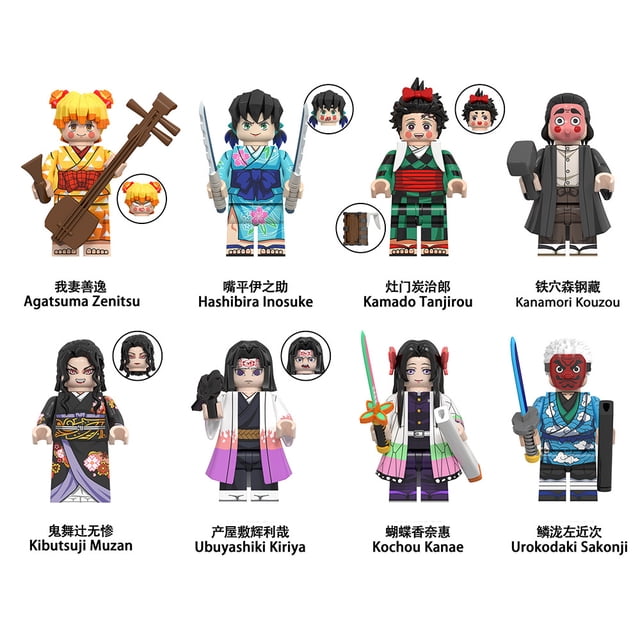 Set de 8 Figuras de Demonio Cazador y MOC – Minifigura de Kibutsuji Muzan | Regalo Creativo de Bloques para Niños