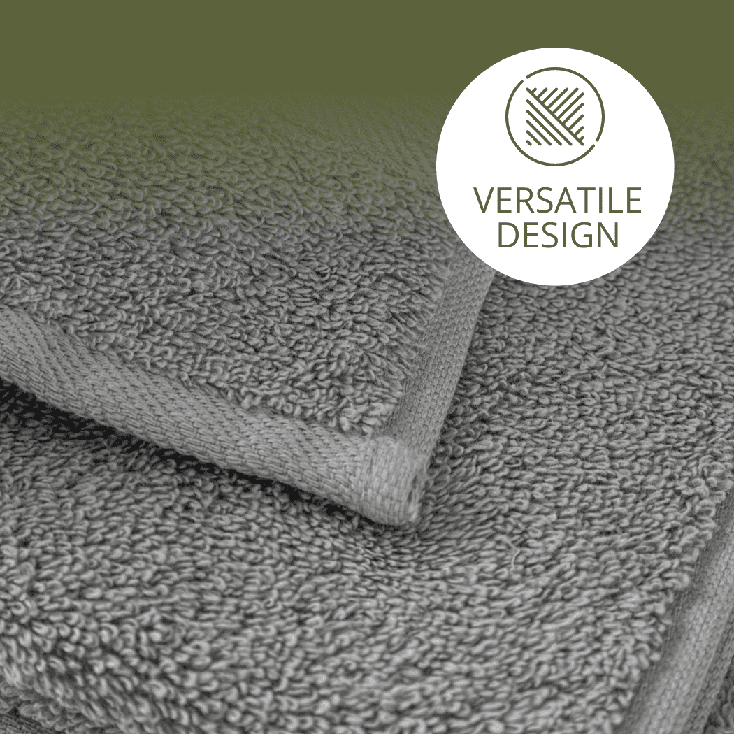 HOME ESSENTIALS 100% Cotton Luxury Turkish Wash Cloths and Bath Towels Set of 6, 600 GSM Lightweight Super Absorbent Travel Towels Pack, Quick Dry Towels for Spa, Hotel Bathroom Essentials, Grey