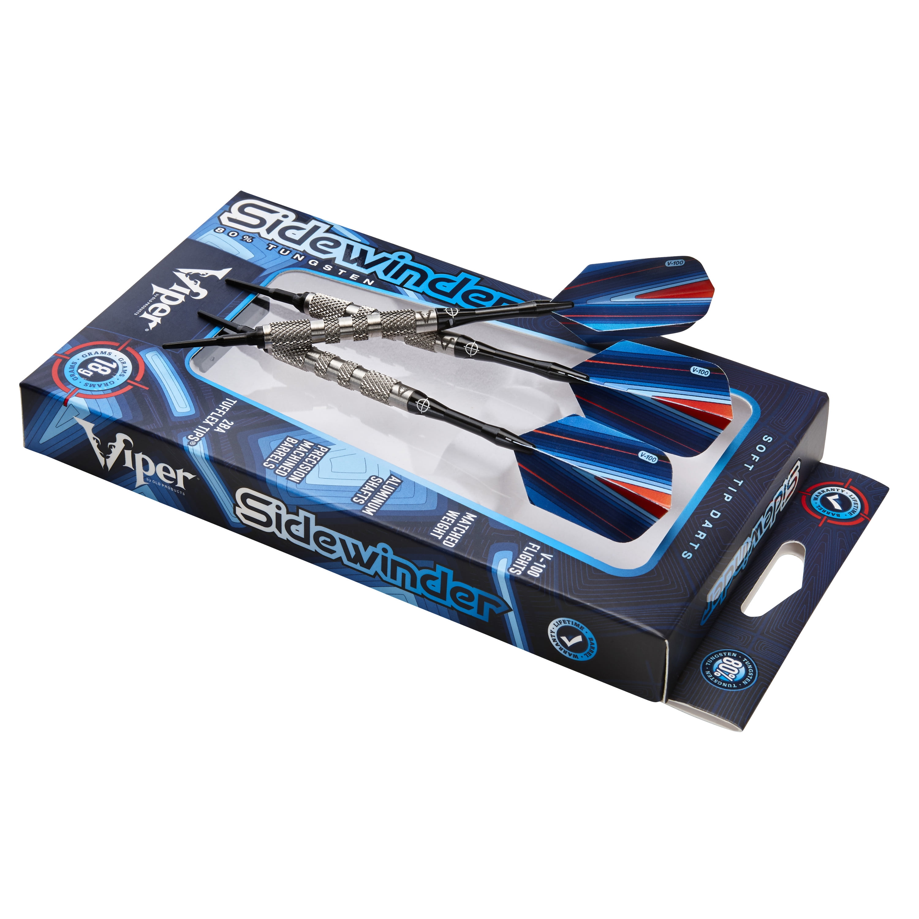 Viper Sidewinder 80% Tungsten Soft Tip Dart Set, Knurled Barrel, 18 Grams