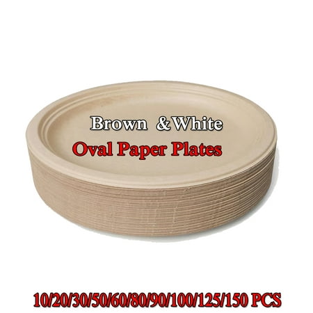 

100% Compostable Oval Paper Tray Super Strong Disposable Paper Tray Bagasse Natural Biodegradable Eco-friendly Sugar Cane Tray for BBQ Party Party and Picnic