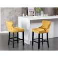 thumbnail image 2 of Counter Height Bar Stools Set of 2, Wing-Back Bar Chairs with Button Tufted Decoration and Wooden Legs, Upholstered Island Chairs with Footrest for Kitchen Island, Gold, 2 of 9