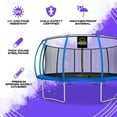 thumbnail image 2 of Moxie Pumpkin-Shaped Outdoor Trampoline Set with Premium Top-Ring Frame Safety Enclosure, 16 FT - Blue, 2 of 6