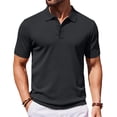 thumbnail image 2 of LNZGNM Men's Polo Shirt Golf Quick Dry Performance Short Sleeve Moisture Wicking Athletic Polo Collared Tennis T-Shirt,Black (L), 2 of 5