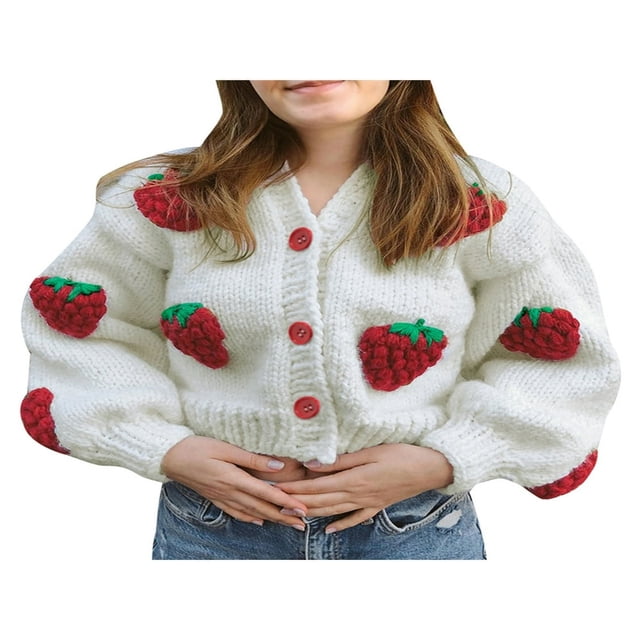Cardigan en Tricot pour Femmes à Simple Boutonnage, Col en V, Manches Longues