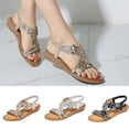 thumbnail image 3 of Oyedens Rhinestones Sandals for Women Ladies Vintage Bohemia Low Heels Wedge Beach Sandals, 3 of 4