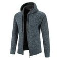 thumbnail image 3 of BXINGOHAI Men's Zip Up Hoodies Casual Long Sleeve Full Zipper Sherpa Fleece Lined Knit Cardigan Sweater fall winter Jacket with Pockets Today Navy,S, 3 of 5