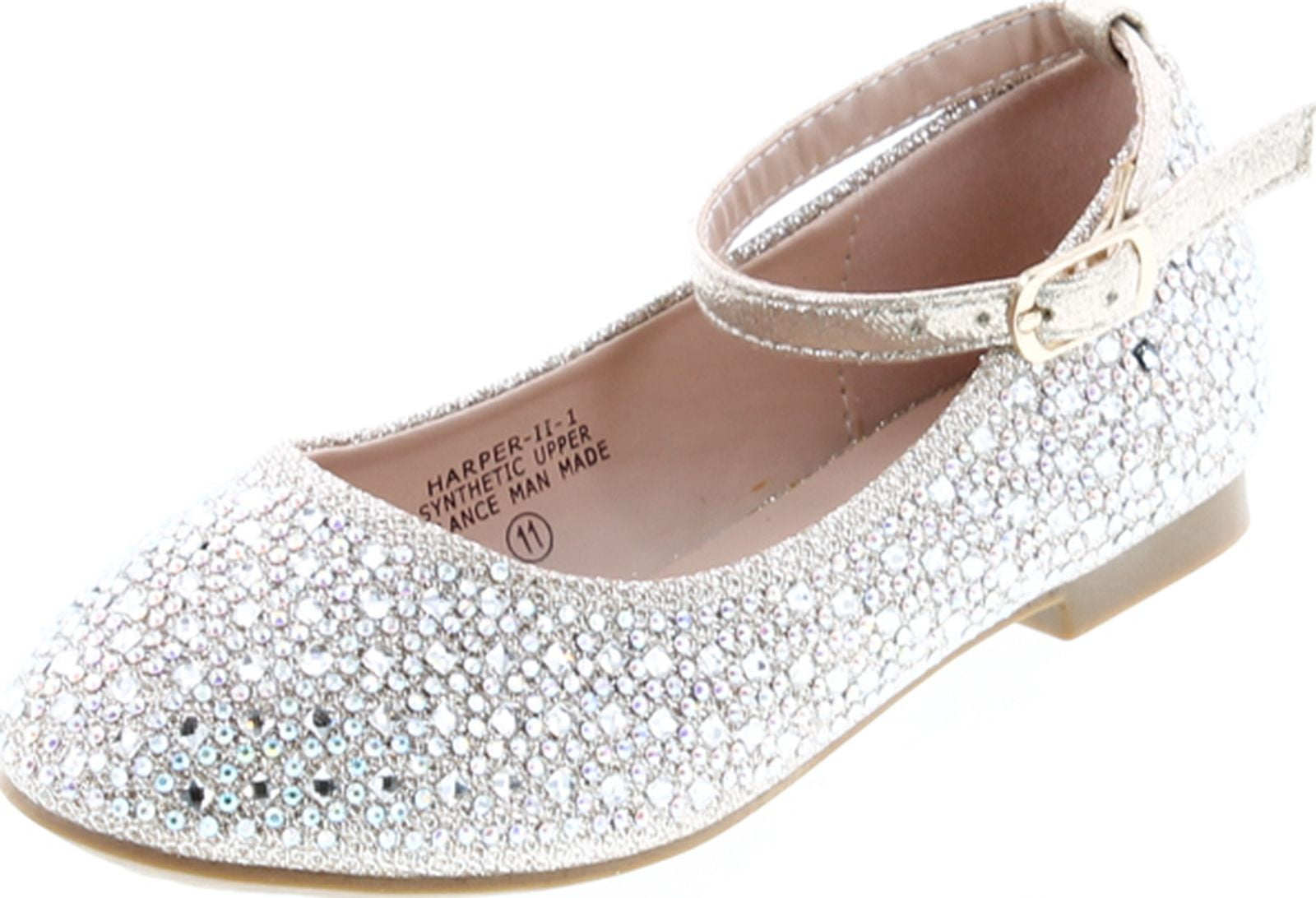 De Blossom Girl Harper-Ii-31 Sparkle Pearl Closed Toe Slip On Dress Pumps Flat Shoes 