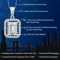 thumbnail image 2 of Gem Stone King 925 Sterling Silver White Moissanite Pendant Necklace for Women (2.80 Cttw, Emerald Cut 9X7MM, with 18 inch Silver Chain), 2 of 5