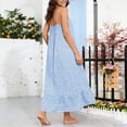 thumbnail image 5 of ClodeEU Women's Plaid Adjustable Spaghetti Strap Dress with Pleated Flared Hem ,Casual Loose Beach Midi Dress Light Blue,Womens Plus L, 5 of 6