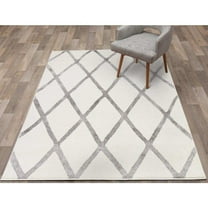 Concord Global Trading Concord Global Charlotte Diamond Area Rug Ivory/Grey 7'10" x 9'10" 8' x 10' Living Room