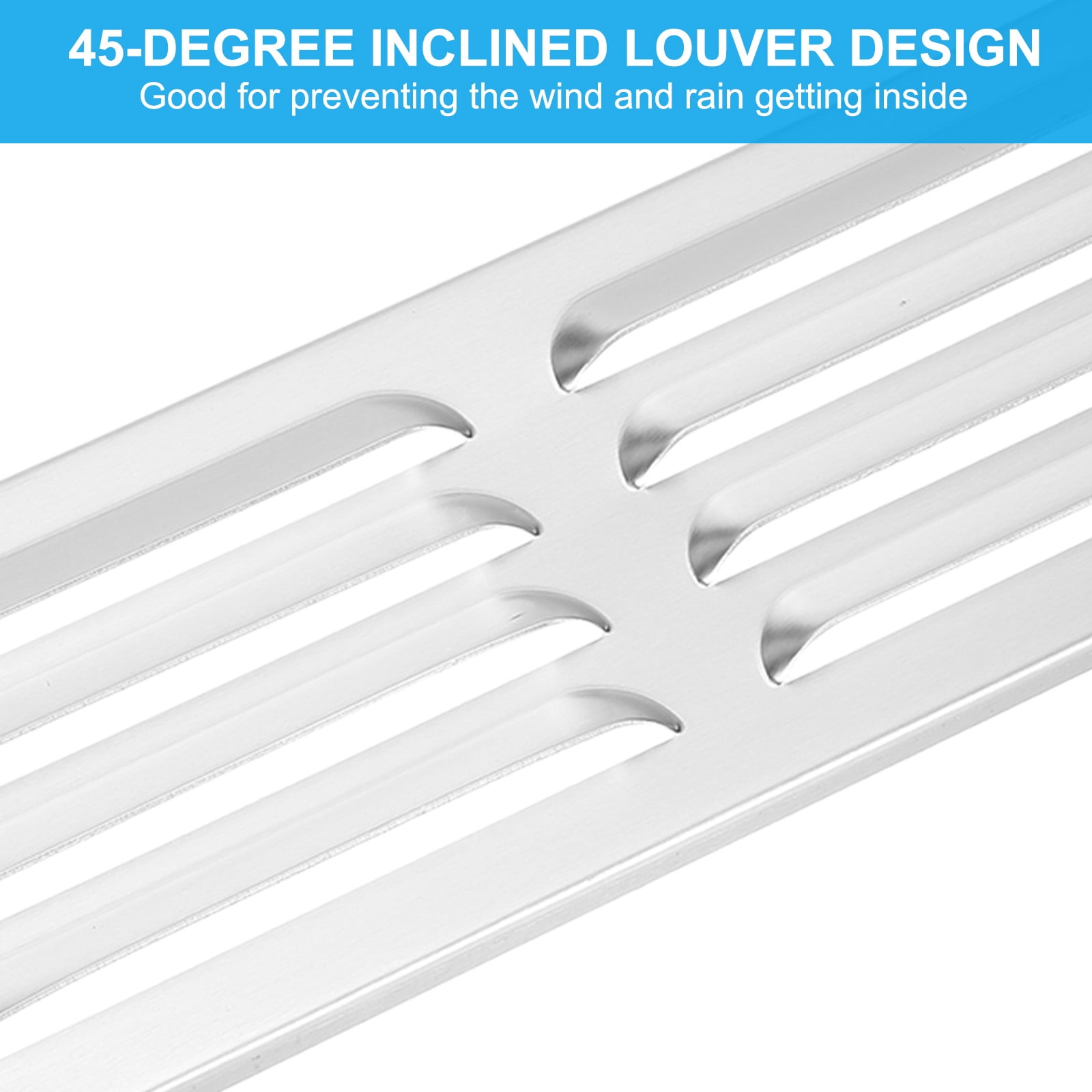 Uxcell Aluminum Vent Cover, Screen Air Grille Ventilation Cover HVAC Louvered Grill for Home Kitchen Fireplace Silver 20x3.5 Inch