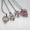 thumbnail image 4 of Raw Natural Rose Quartz Crystal Pendant Chakra Healing Stone Necklace Braid Rope, 4 of 5