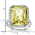 thumbnail image 2 of 925 Sterling Silver Polished Rectangle Clear Lt. Green Cubic Zirconia Ring Size 8 19.6mm Wide Ring for Women, 2 of 2