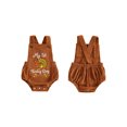 thumbnail image 2 of Cjfdfy Newborn Baby Boy Fall Thanksgiving Ouftits My First Thanksgiving Turkey Romper Turkey Embroidery Sleeveless Overalls Corduroy Bodysuit Cute Thanksgiving Fall Winter Outfit, 2 of 9