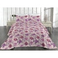 thumbnail image 2 of Ambesonne Flowers Boho Quilted Bedspread Set 3 Pcs, Wild Meadow Blossoms, Queen, Soft Pink and Dark Purple, 2 of 4