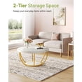 thumbnail image 4 of Round Coffee Table, 32" Circle Coffee Table for Living Room, 2-Tier Wood Accent Center Table with Open Storage Industrial Design Home Furniture (Wood Grain and Black), 4 of 7