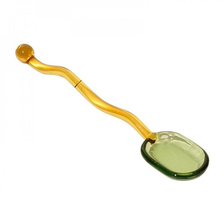Colored Handle Milk Dessert Spoon Transparent Glass Stirring Spoon