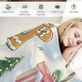 thumbnail image 3 of Creowell Christmas Gingerbread Man Flannel Blanket, Pink Xmas Tree Stripes Throw Blanket Gifts for Kids Men Women, Funny Winter Holiday Soft Blanket for Bedding Sofa 40x50in, 3 of 6