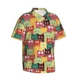 thumbnail image 3 of Xecao Cute Cartoon Cat print Hawaiian shirt - a stylish short-sleeve button-down for men, perfect for casual beach and tropical outings., 3 of 9