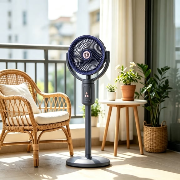 Ohmyroo Oscillating Pedestal Standing Fan, Adjustable Height Floor Fan with Remote Control