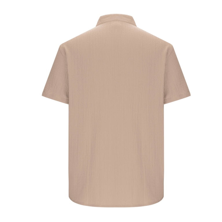short sleeve banded collar dress shirt Men's White Short Sleeve Banded Collar Service Oxford